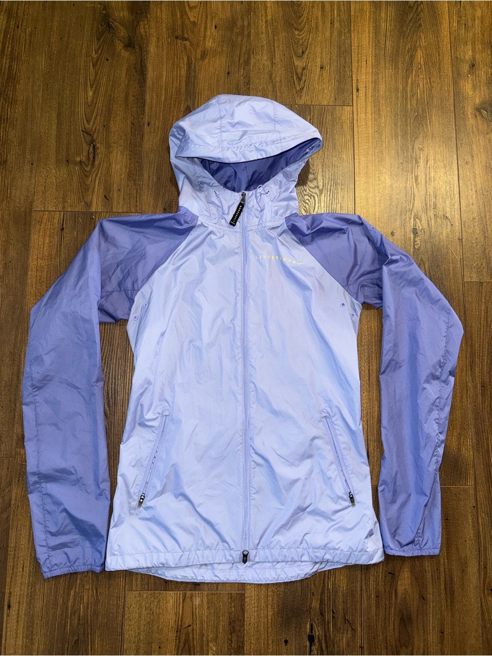 Nike Livestrong Purple Lavender Full Zip Windbreaker With Hood Women's Size XS